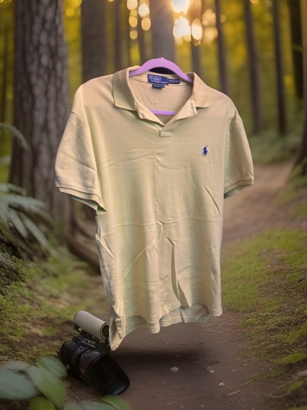 POLO by Ralph Lauren Yellow Short Sleeve Polo Shirt Green Pony Men's Large L